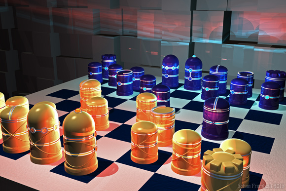 My new 3D art: "Luminous Chessmen"