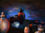 to the art work Still Life in front of a Mirror, a digital painting by Johan Framhout