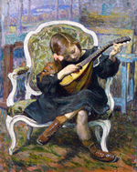 naar Henry Lebasque, De kleine mandolinespeelster Marthe Lebasque, 1905, olie op doek