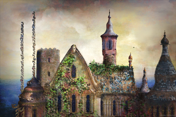 The pink tower, painting by Johan Framhout on art7d.be