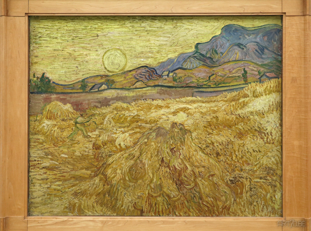 Vincent van Gogh (België > Nederland > Frankrijk), Korenveld met maaier en zon, 1889