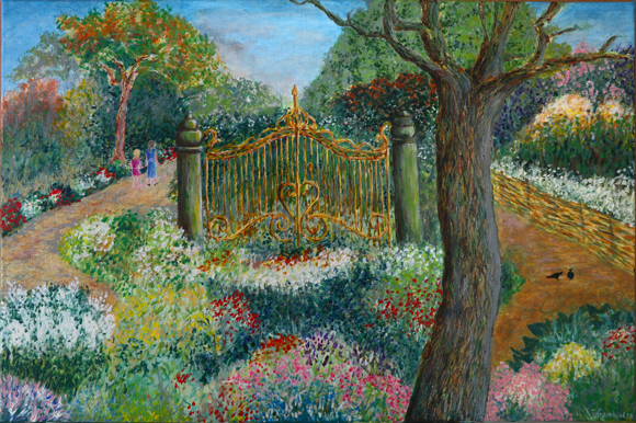 Timeless garden, acrylic on linen, by Johan Framhout 