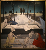 André Delvaux, The entombment III, 1957, oil on wood