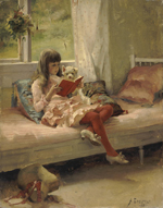 Albert Edelfelt (Finnish), Good Friends (Portrait of the Artist's Sister Bertha Edelfelt), 1881, oil on panel