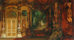 Hans Makart, 1840-1884, Der Sommernachtstraum, Entwurf für das Schlafzimmer der Hermes Villa in Lainz, 1882