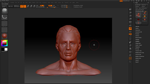 De interface van een pas geopende ZBrush