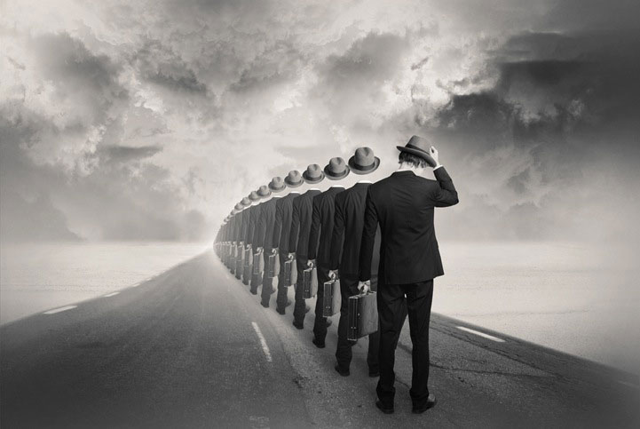 Tommy Ingberg, photo manipulation in the style of Magritte