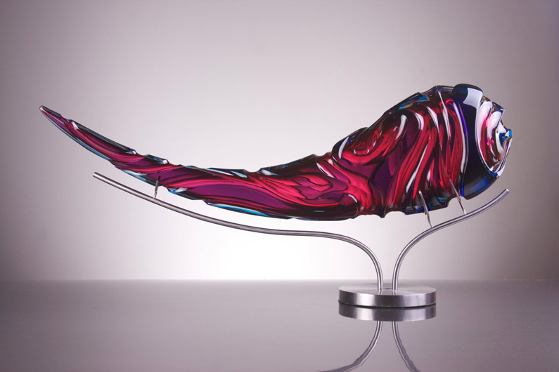 Kerrick Johnson, Scrimshaw, glass sculpture