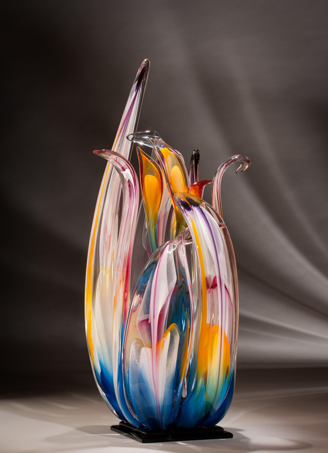 Randy Strong, Blue Orchid, glass sculpture