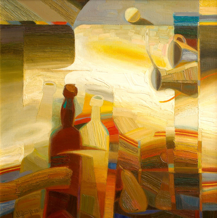 Vladimir Mukhin, Vine & Coffee, oil on canvas