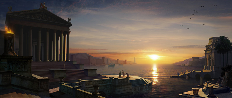 Edward Grad, Roman Harbor (digital matte painting)