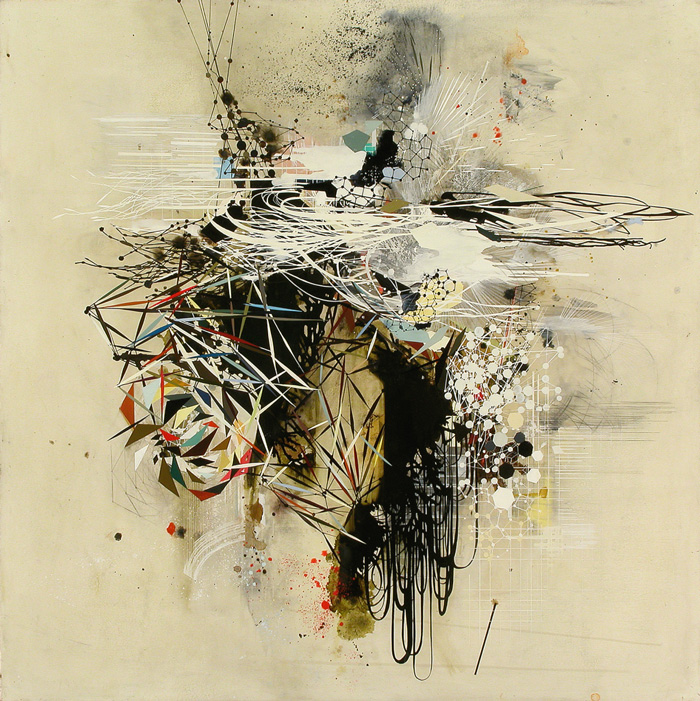 Reed Danziger, Continuous Duality of Energies (Oil, pencil, pigment, shellac on paper on wood)