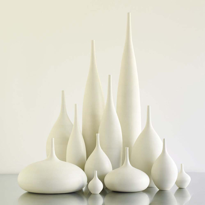 Sara Paloma, White Ceramic modern bottle vases