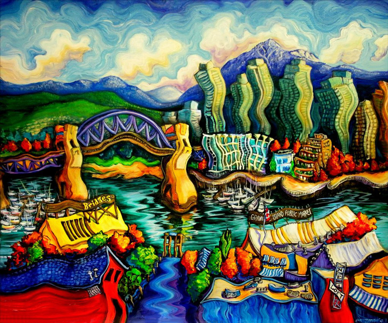 Laurazee, Granville Island (acrylic on canvas)