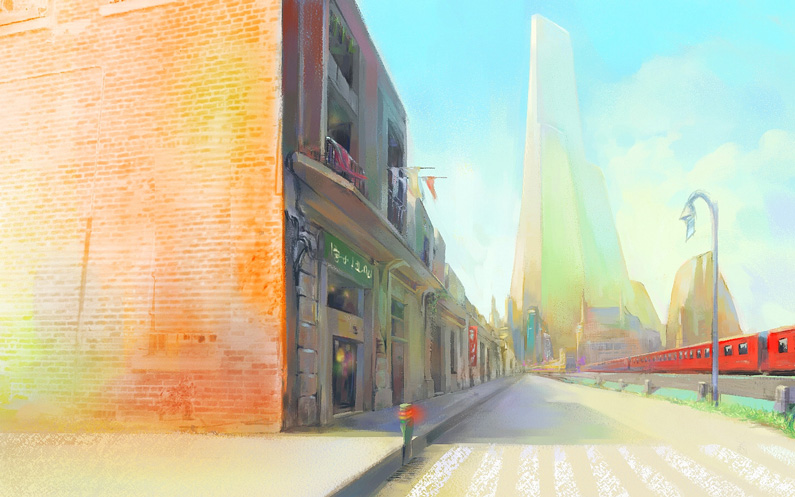 Alan Tsuei, Old Town (digital painting)