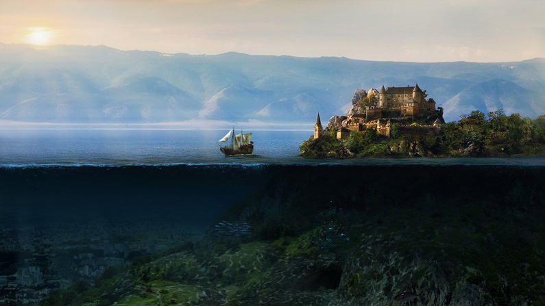 Sergey Likhachev, Above and below (matte painting)