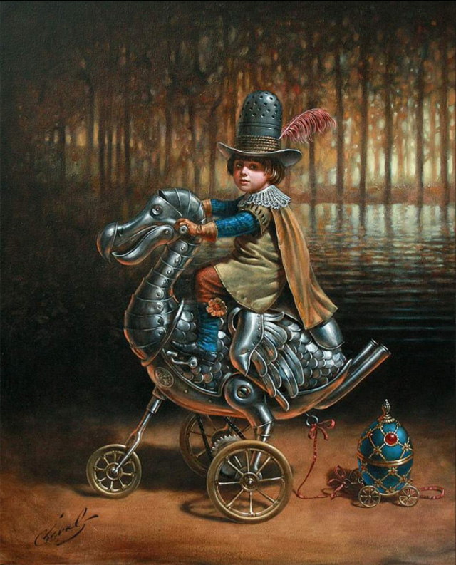 Michael Cheval, Dodocycle (oil on canvas)