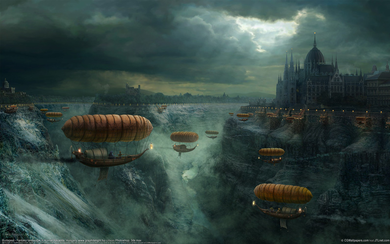 Kornel Ravadits, Budapest - Fantasy Landscape (matte painting)