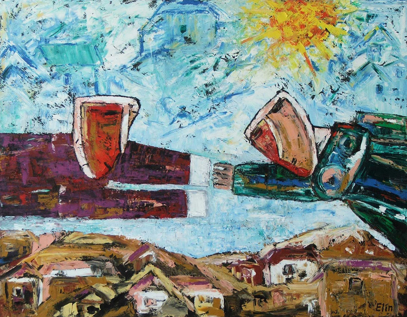 Elin Bogomolnik, Loving Couple (oil on canvas)