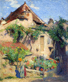to painting Henri Martin, House and Garden at Saint-Cirq-Lapopie