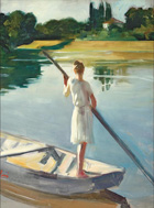 naar het schilderij Alessandro Pomi, Meisje in een Boot, 1920, Italië 