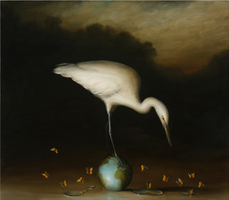 David Kroll, Egret on small Globe
